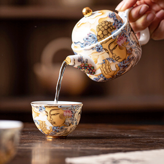 敦煌户外随身便携收纳旅行茶具客杯一壶两杯陶瓷小茶具手工轻奢