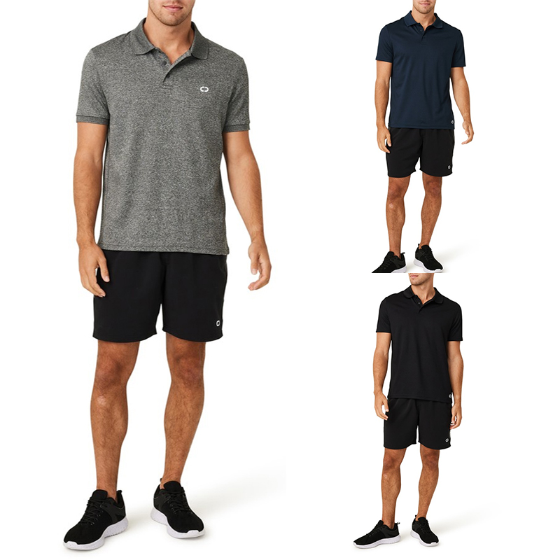 欧美单夏季男士户外运动健身跑步透气吸汗速干翻领短袖polo衫半袖
