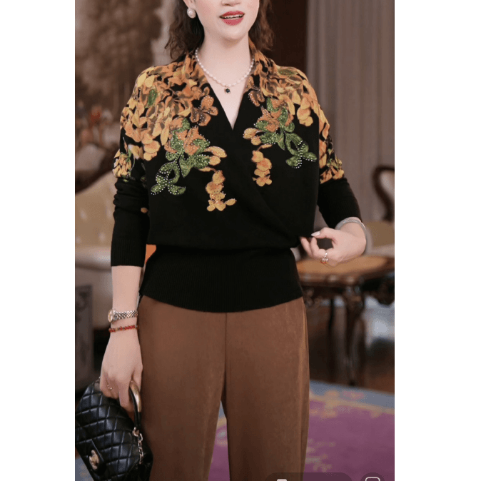 2024新款洋气中老年早秋上衣中年妈妈秋装女装春秋季针织上衣