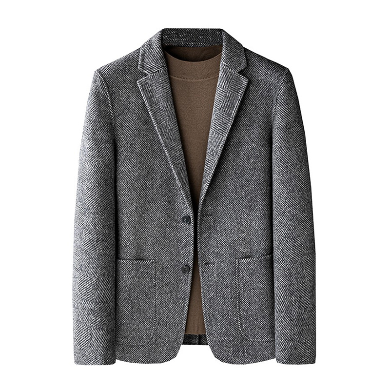 MC秋冬新款绵羊毛双面尼宽松商务混纺男士西服外套2002