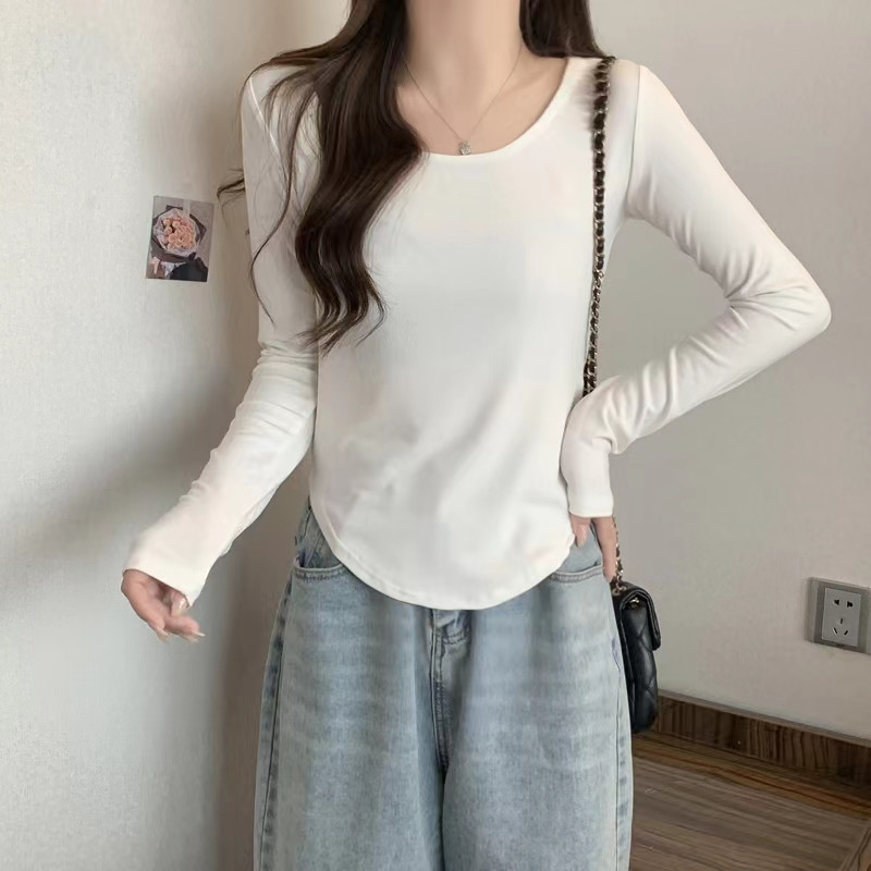 新款秋冬设计感纯欲风上衣内搭打底衫显高显瘦t恤修身长袖韩版