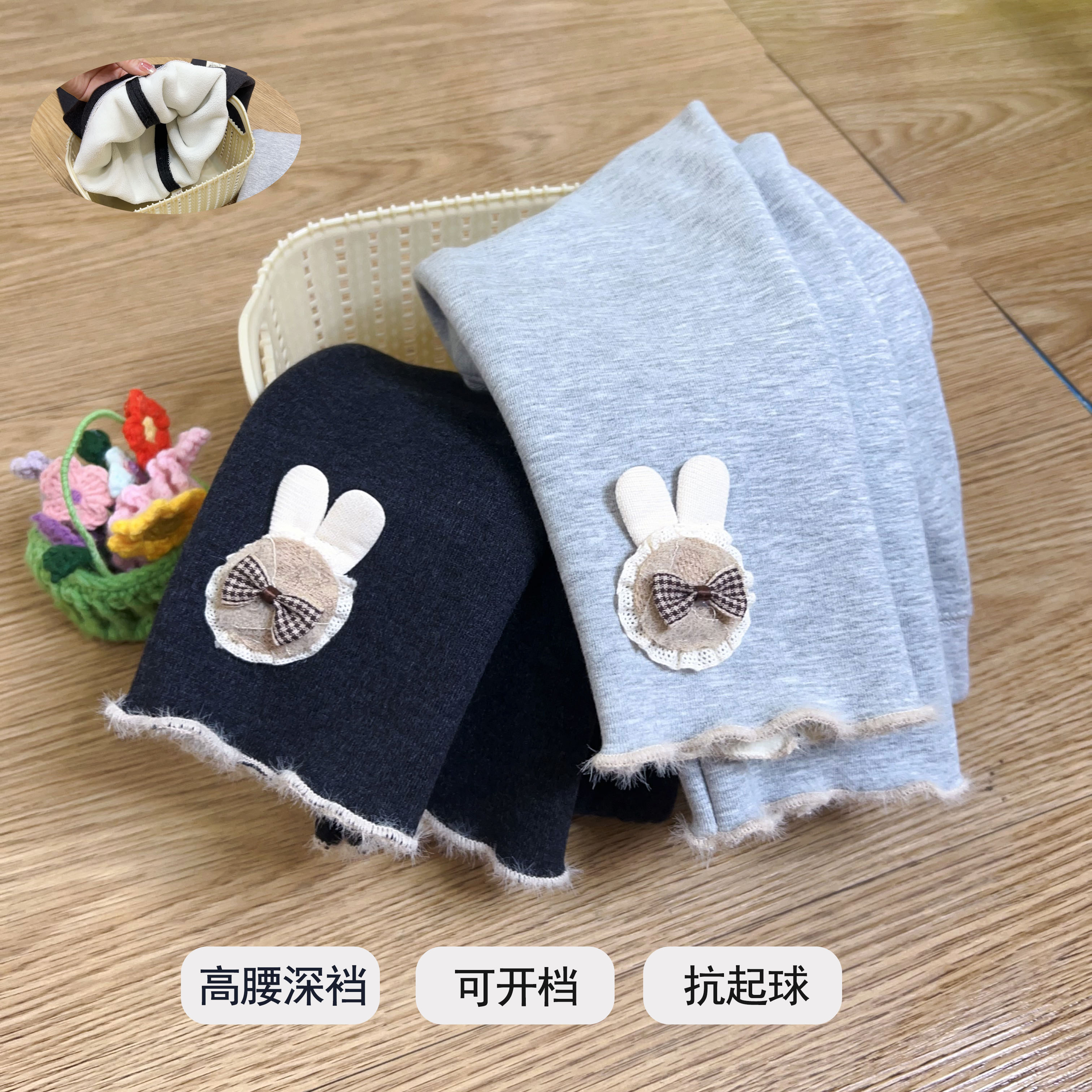 500克薄绒蝴蝶小兔子女童打底裤2025秋冬打底裤小女孩修身外穿潮