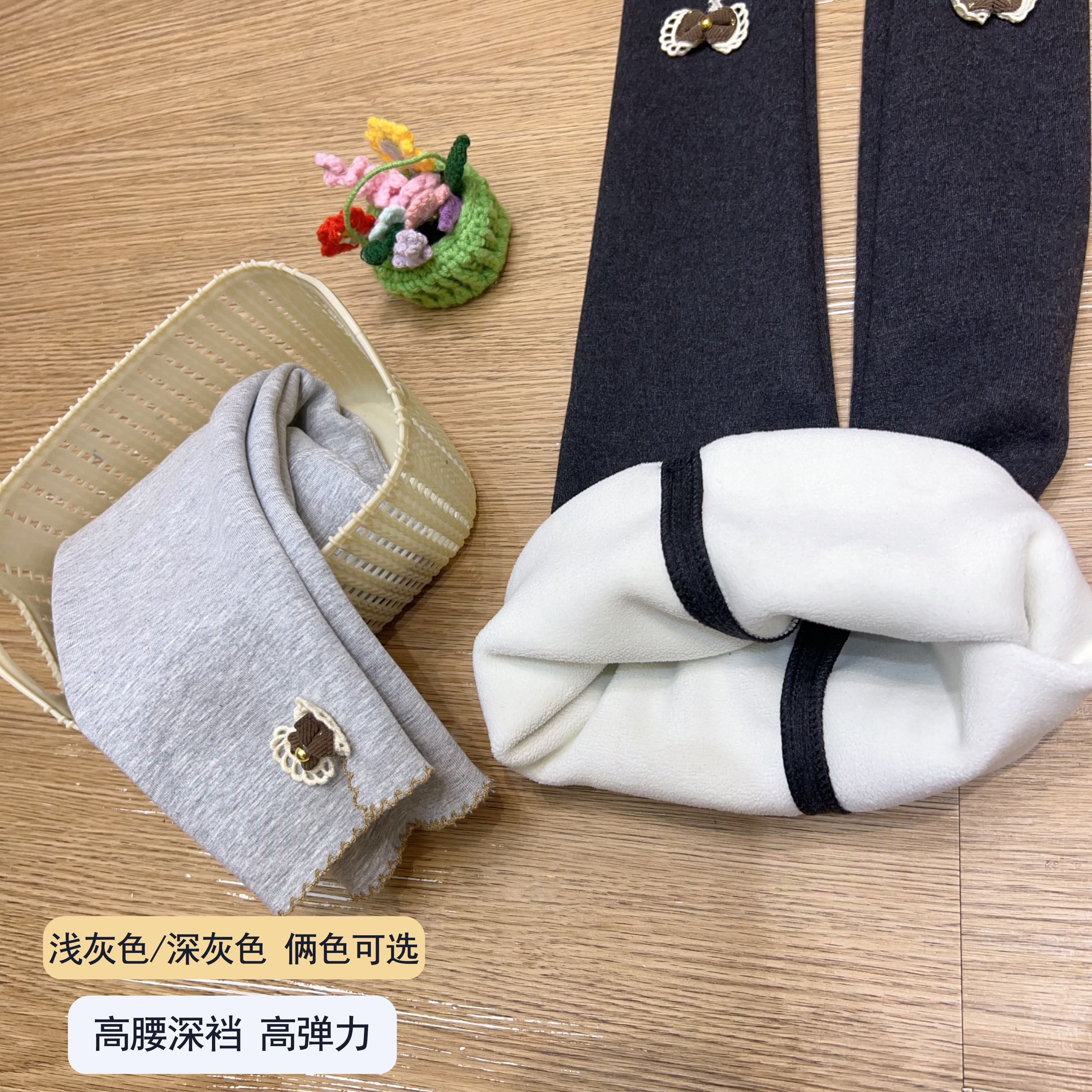 薄绒女童甜美蝴蝶结打底裤1-8周岁女孩冬季打底裤一体绒高弹长裤