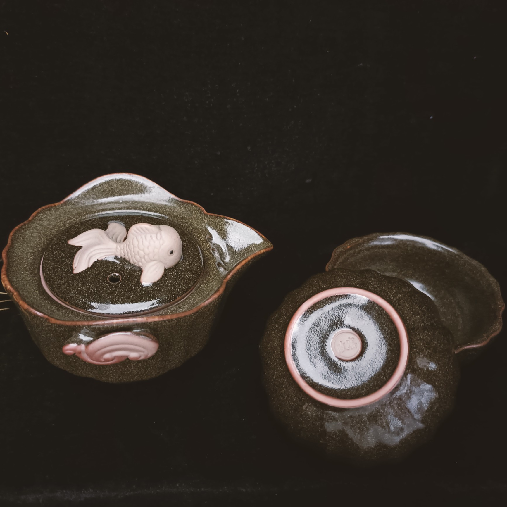 茶叶末色旅行套装茶壶旅行茶具原矿柸泥原矿釉茶叶末釉