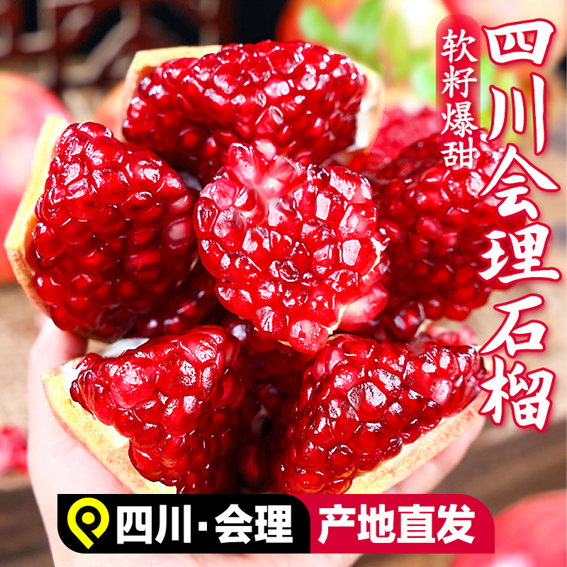 【顺丰】大果会理突尼斯软籽石榴5斤以上彩箱装颗粒饱满鲜甜采摘