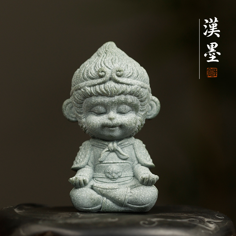 青砂造像 小悟空 传统创意书法摆件 镇纸 文房四宝书房陈列