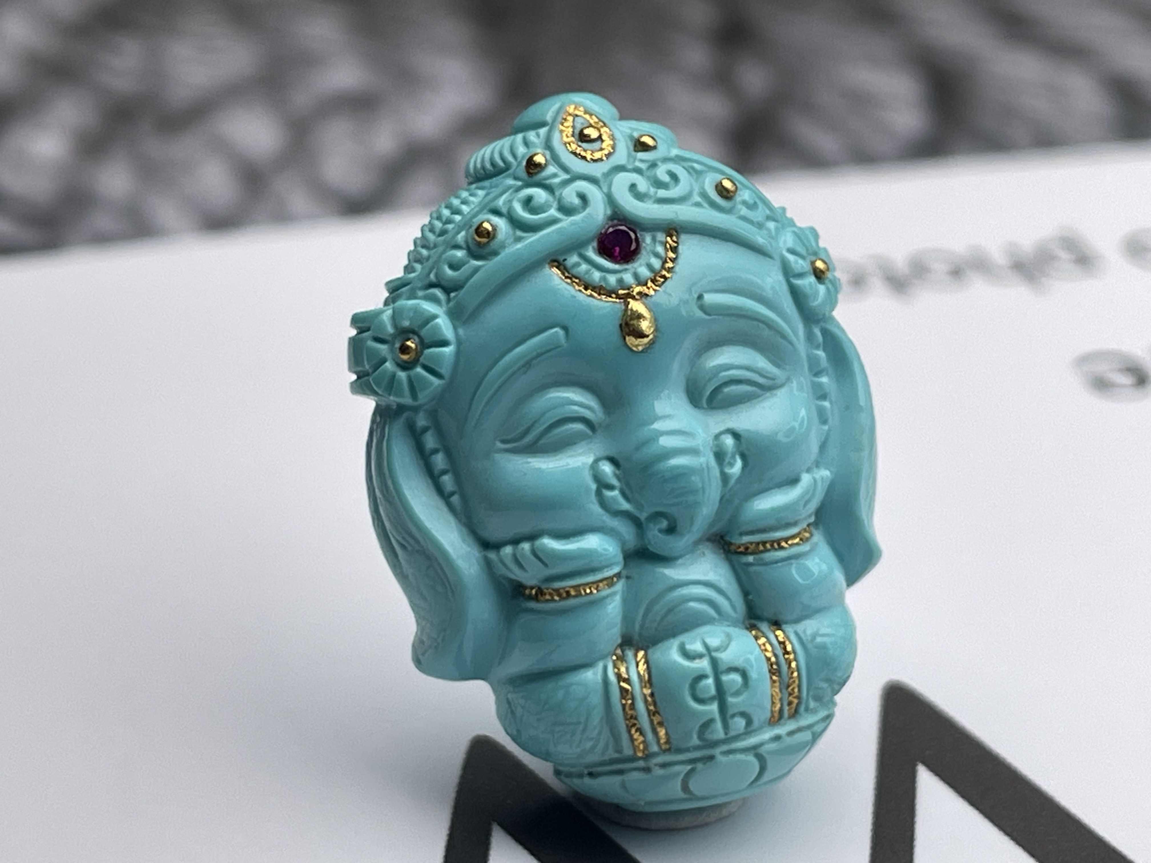 龙凤呈祥绿松石湖北十堰原矿绿松石雕刻象神挂件吊坠珠宝玉石