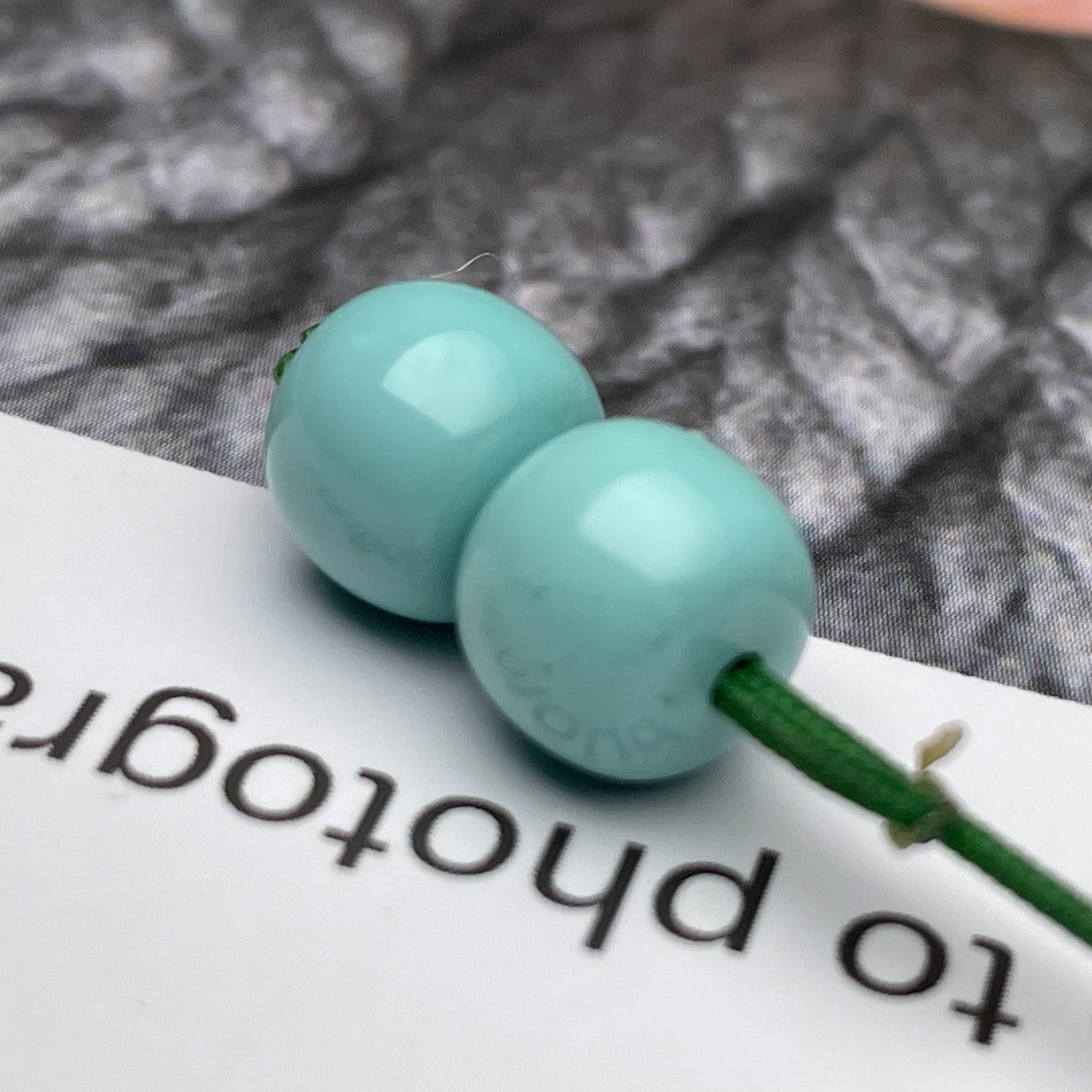 龙凤呈祥绿松石十堰天然原矿绿松石老型8×7m手串配饰珠宝玉石