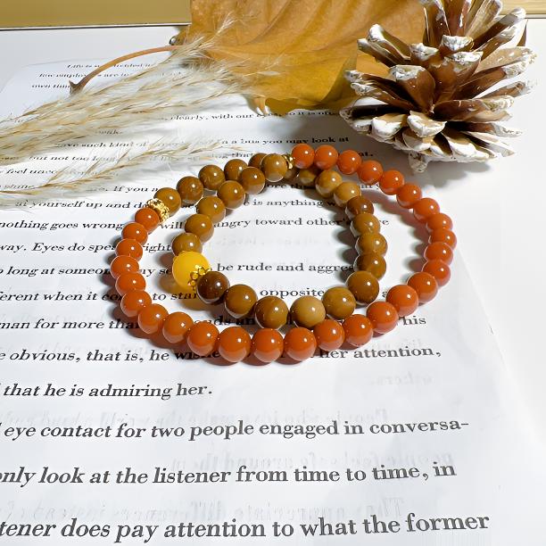 库克菩提  双圈款  红色  小众女生手串