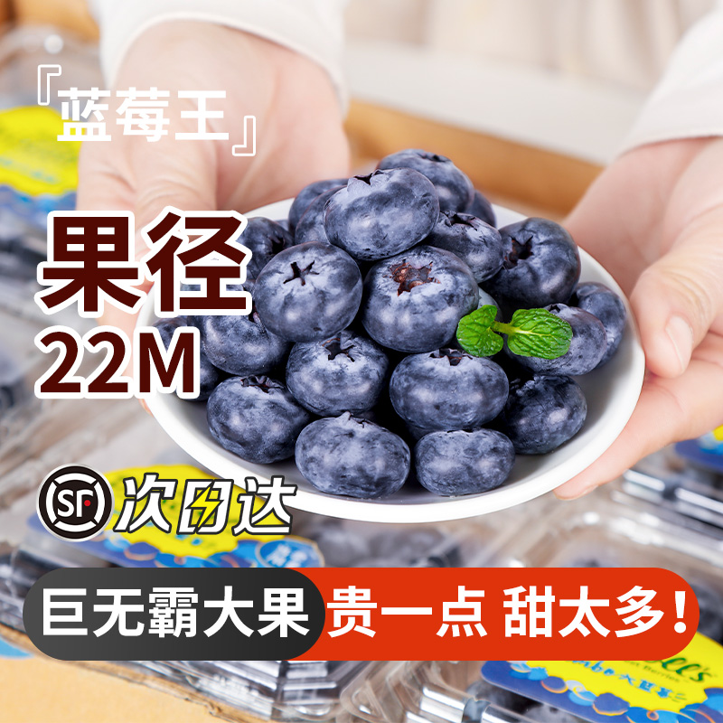 云南怡颗蓝莓王新鲜果盒装应当季水果现摘孕妇大果包邮125g/盒莓