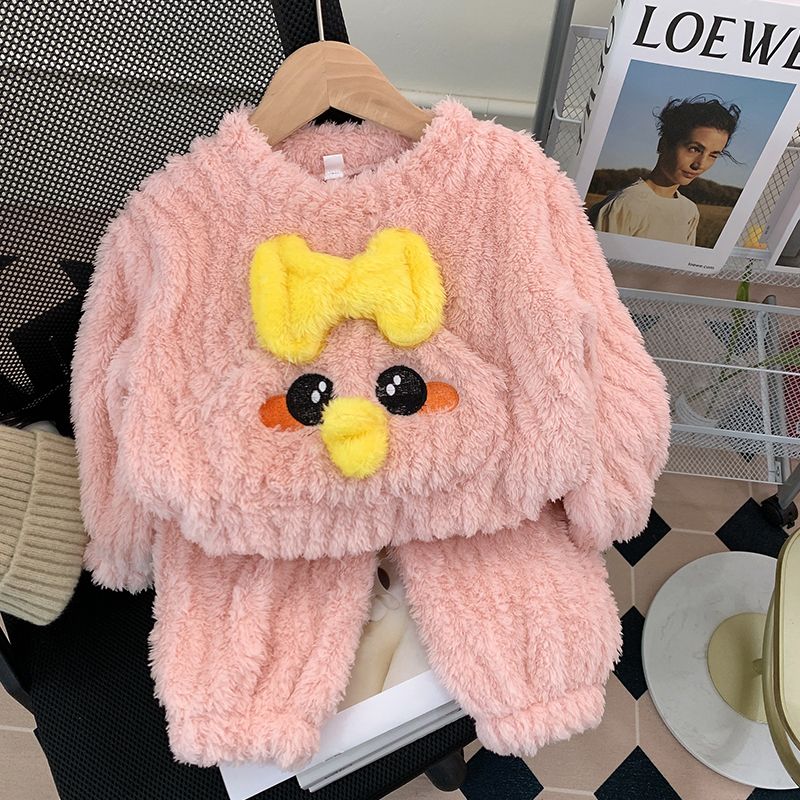 女童睡衣加厚款儿童秋冬宝宝法兰绒公主家居服冬季小童珊瑚绒套装