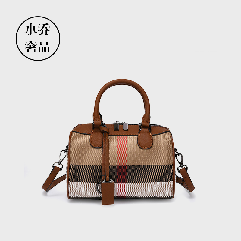 小乔奢品【英伦波士顿】新款经典格纹小包单肩斜挎女包百搭#866
