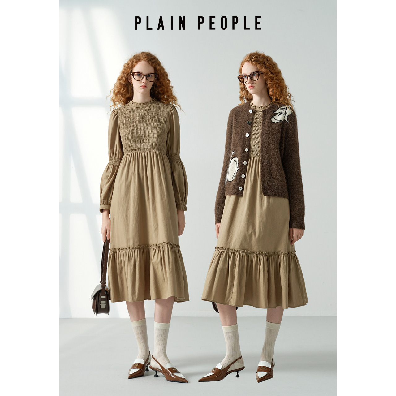 法式浪漫泡泡灯笼袖打揽长袖高腰连衣裙女2024秋新品UD0303C31