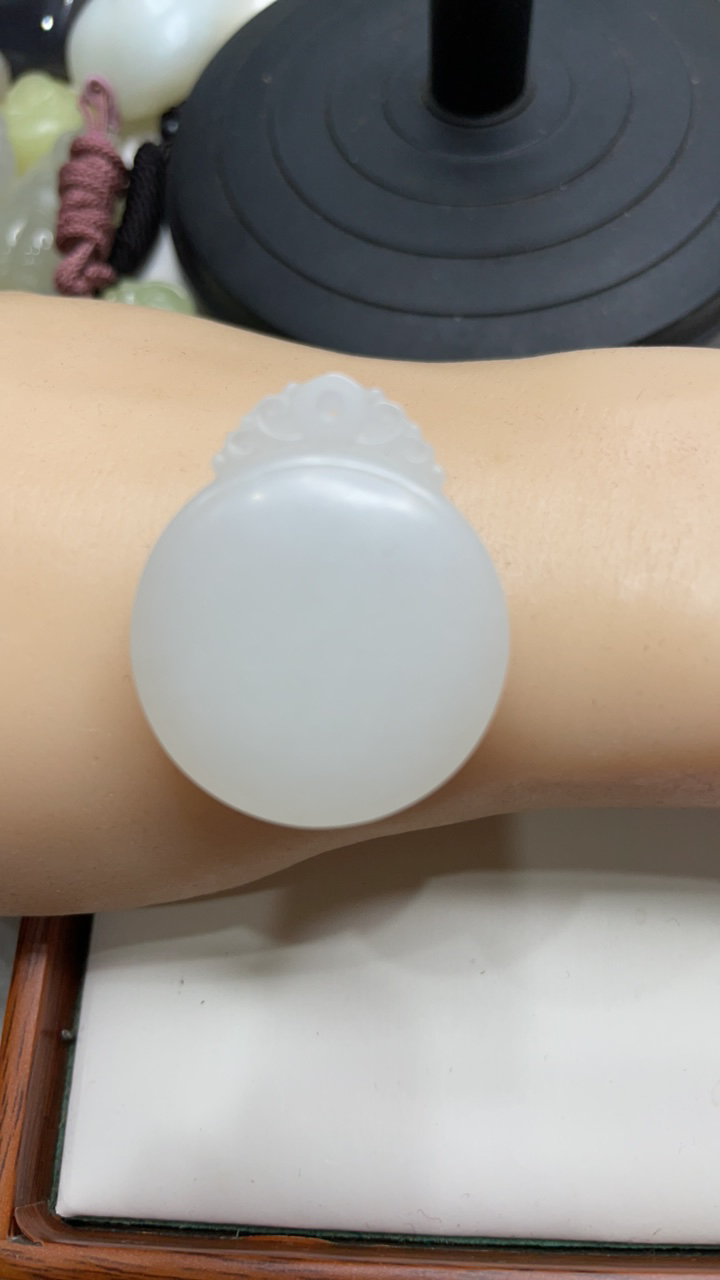 和田白玉平平安安财源滚滚圆圆满满净白平安扣