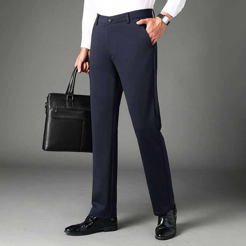 男士春秋厚款宽松直筒西装休闲裤高弹免烫商务休闲裤西裤-D901