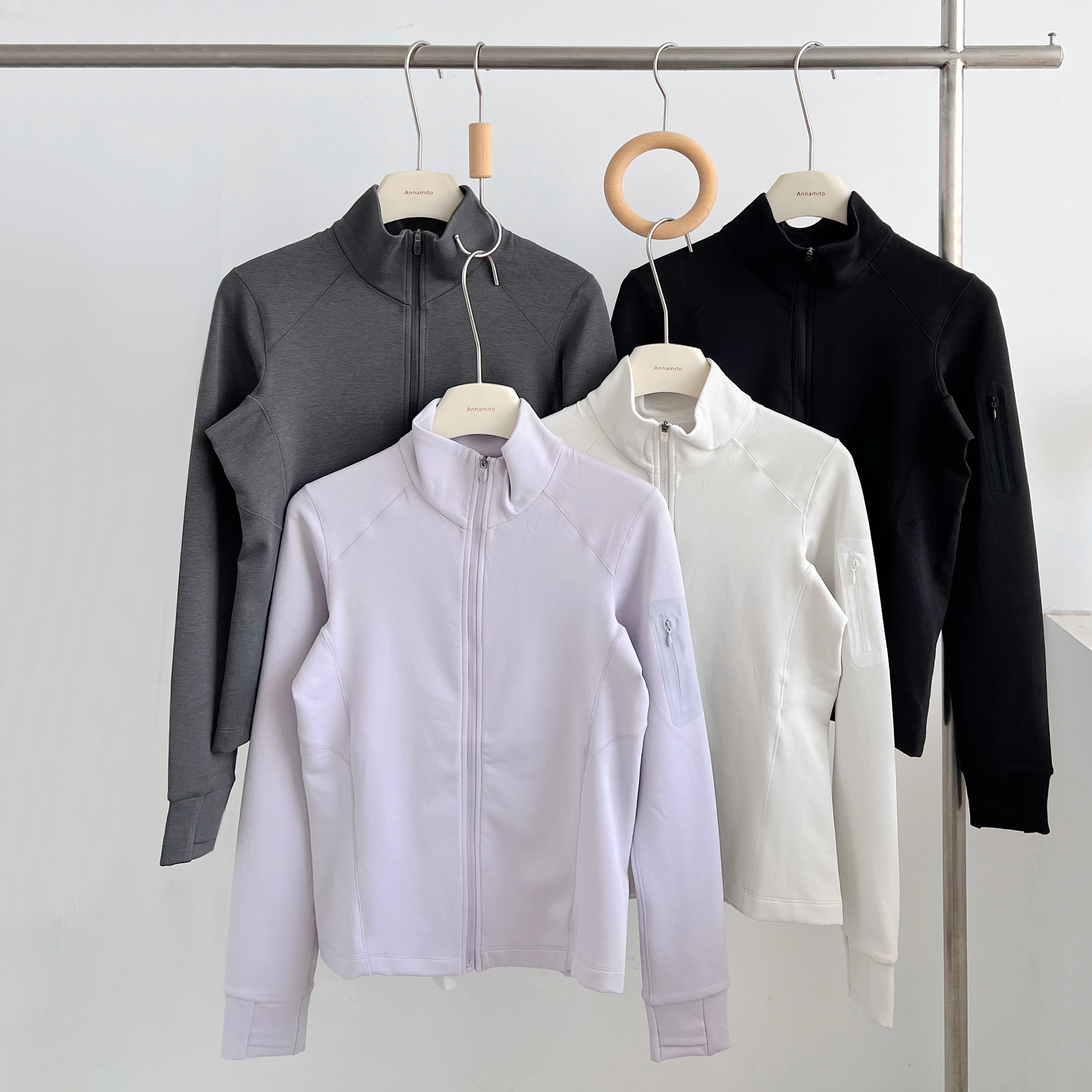 热特姆女款立领运动拉链上衣外套 F8038