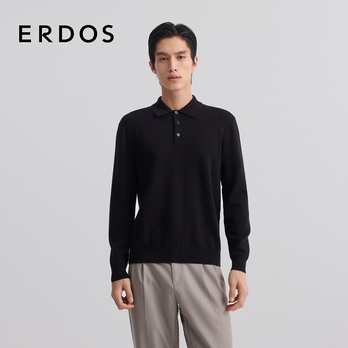 ERDOS 男装精纺羊绒长袖套衫时尚保暖灰色