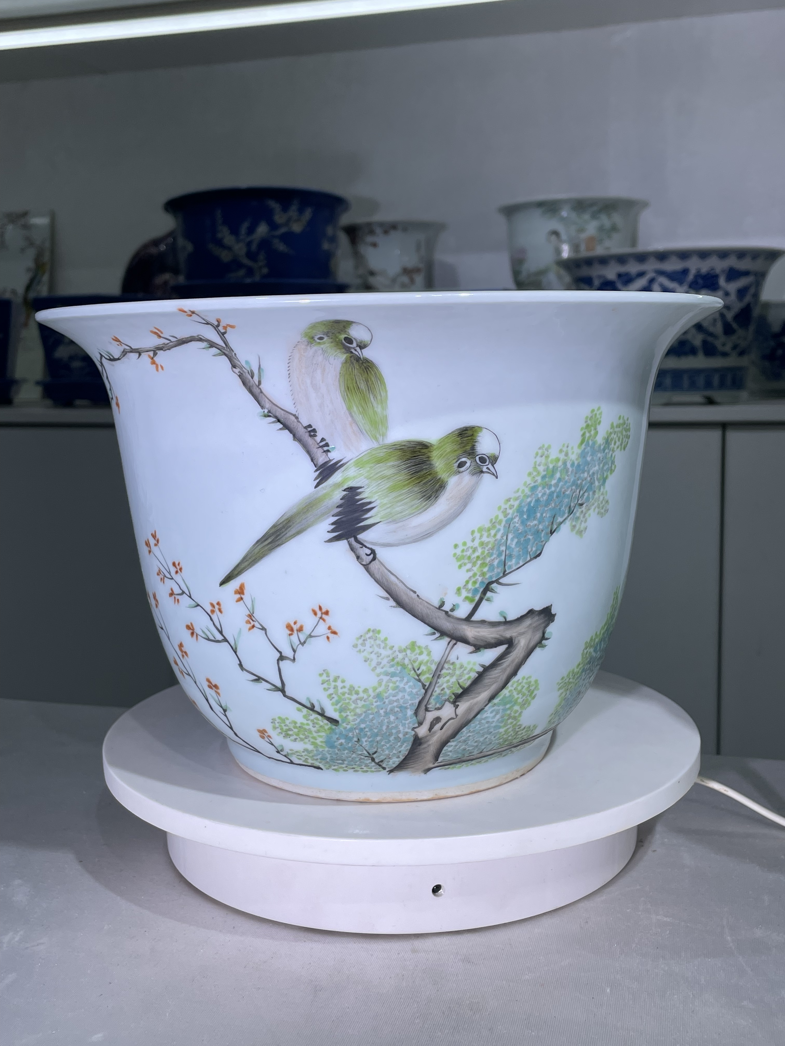 富贵白头花鸟工艺瓷盆