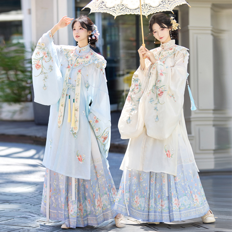 汉服女阑珊小记[玉堂春]明制汉服刺绣云肩立领长衫国潮套装秋冬