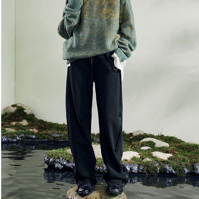 日着原创设计女裤秋冬季百搭宽松垂感显瘦直筒休闲裤女 Z228021K1