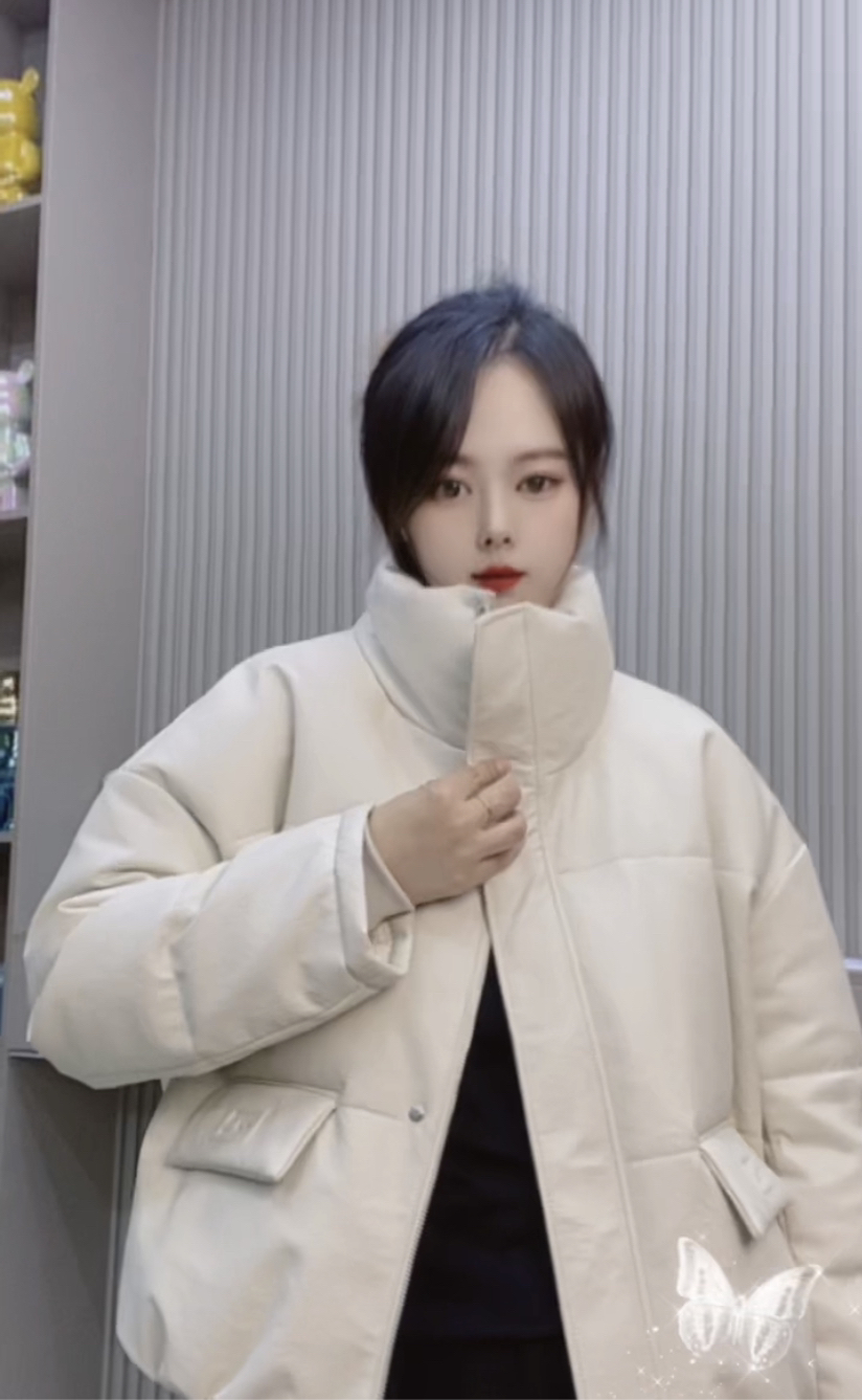 新款短款面包服真皮面包服