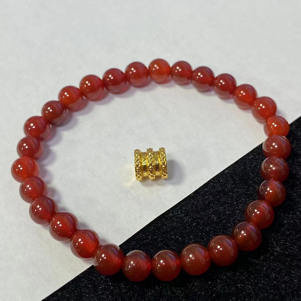 足金999大蛮腰搭红玛 瑙手串@@A141