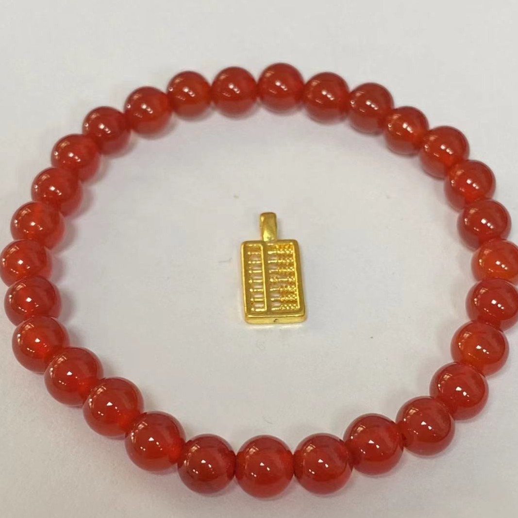 足金999小算盘玛 瑙手链时尚@@A327