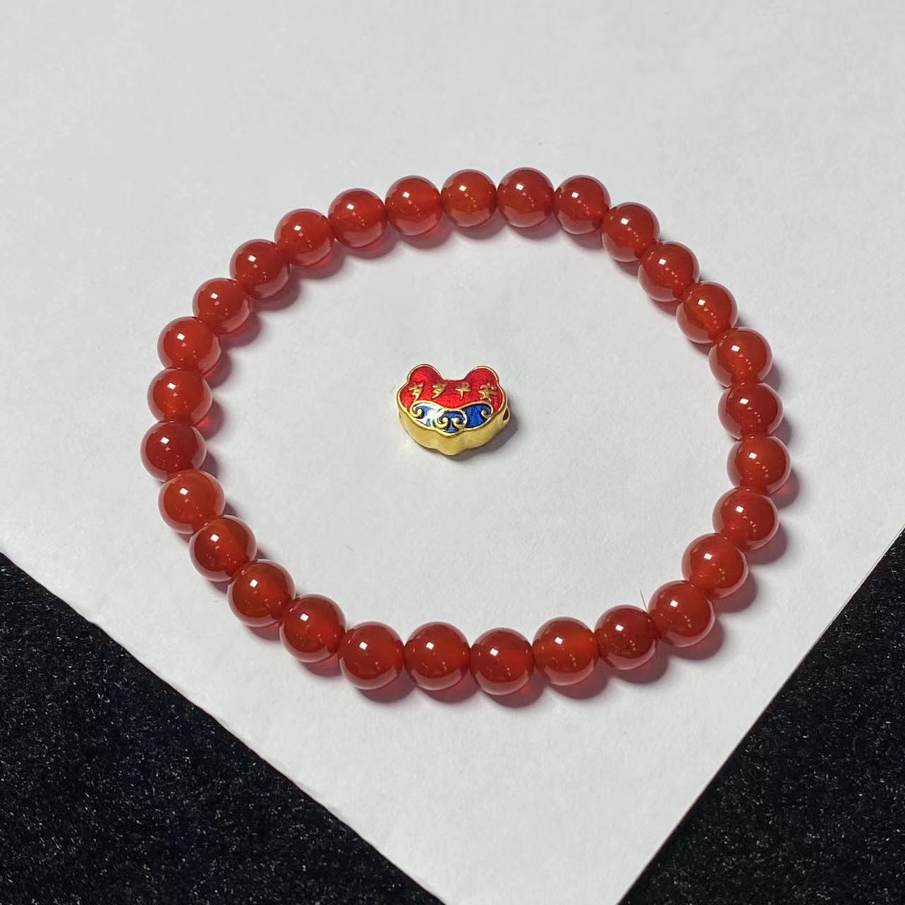 足金岁岁平安锁 玛 瑙手串@@A292