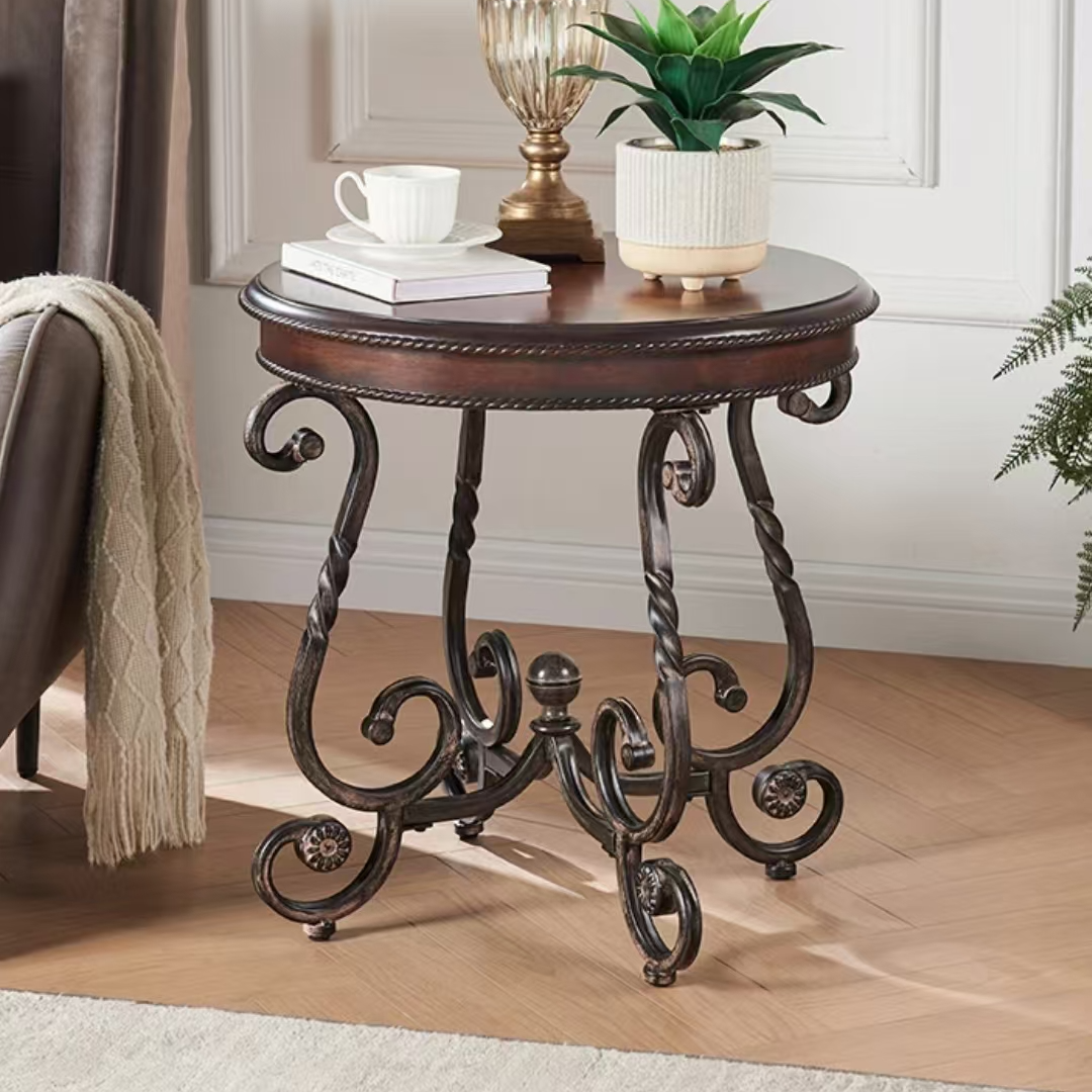 边几铁艺边桌小户型圆几简约客厅小圆桌子我是阳台实木小茶几