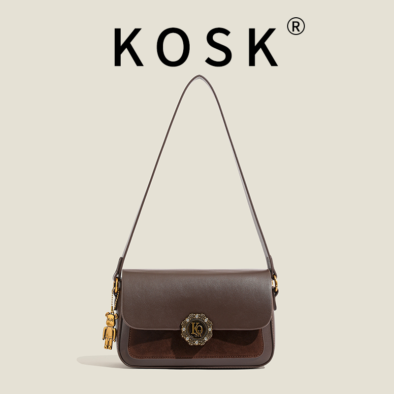KOSK2023新款秋冬女士轻奢复古小众时尚百搭单肩斜挎包3388