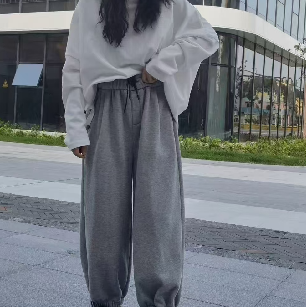 简约宽松秋冬8711休闲卫裤显瘦百搭加绒韩版ins高腰