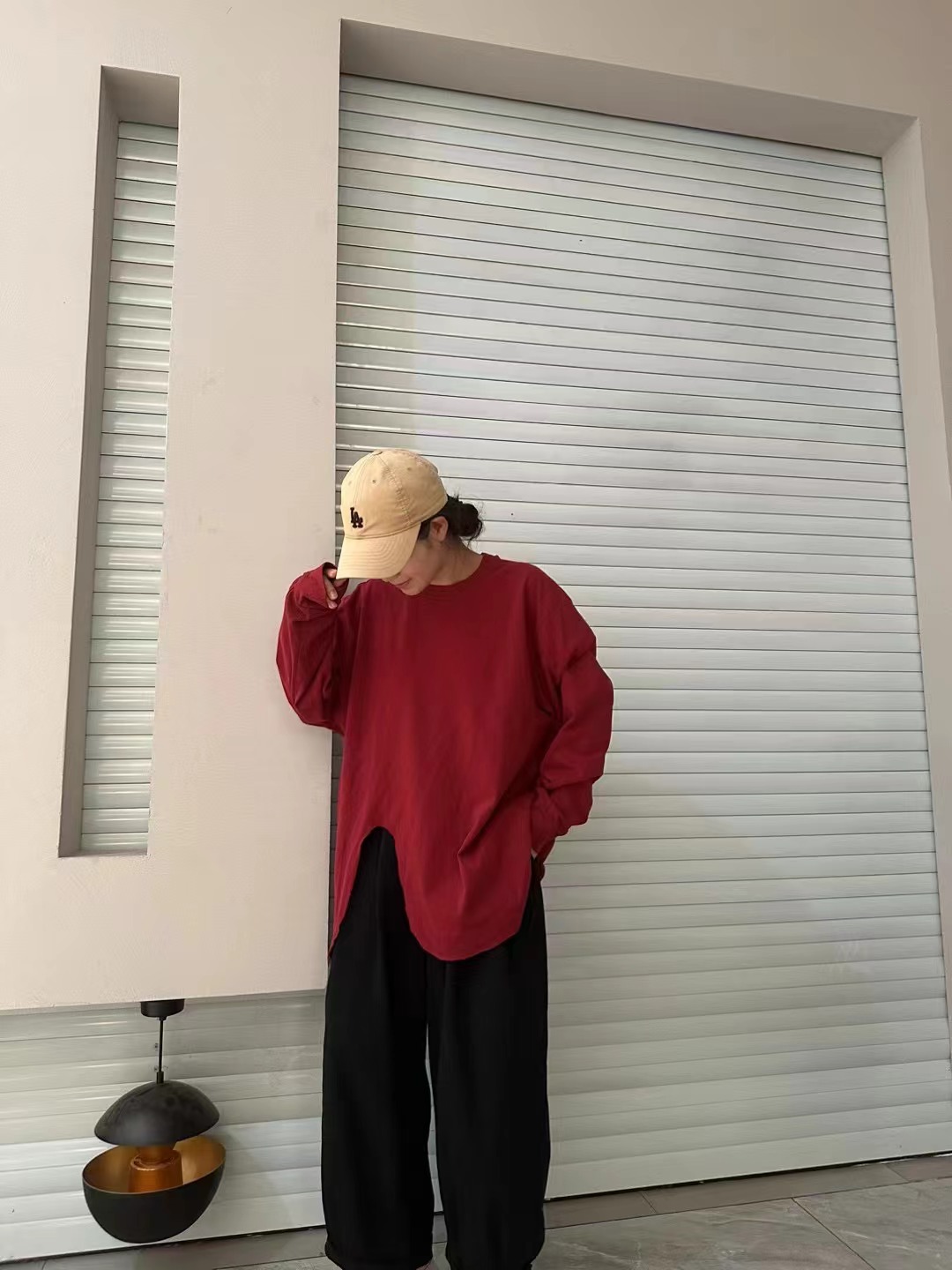 春秋季新款麻棉侧开叉8887宽松休闲大版时尚百搭T恤不规则纯色ins