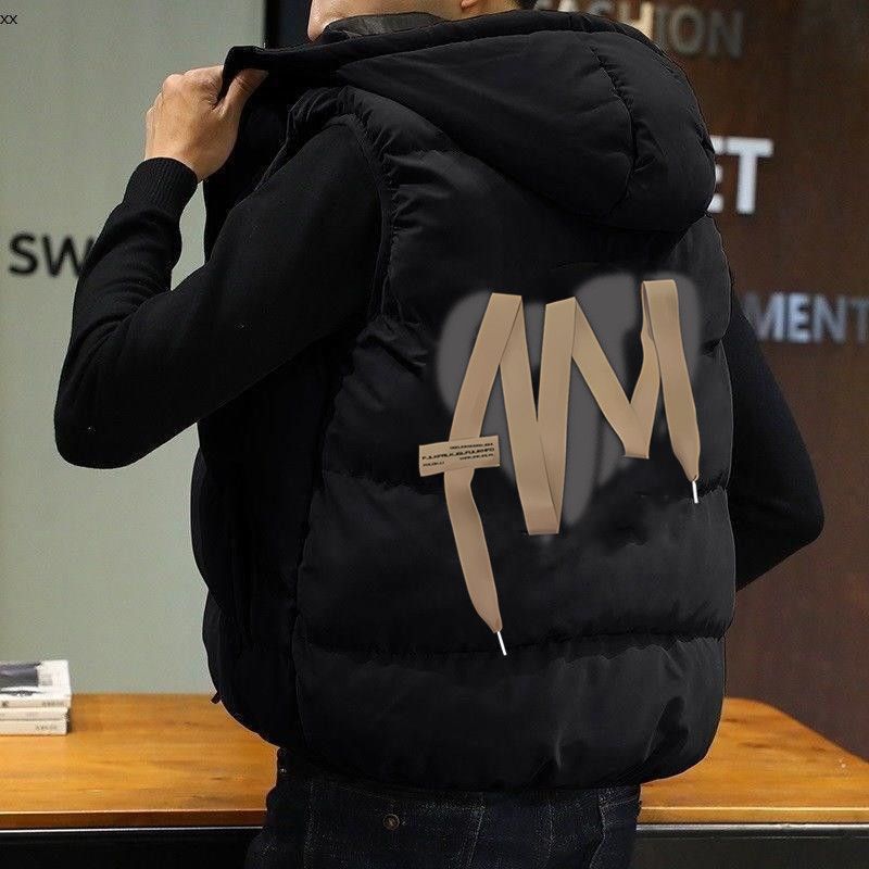 2023秋冬新款男士棉马甲连帽背心宽松加厚坎肩韩版学生大码男棉服