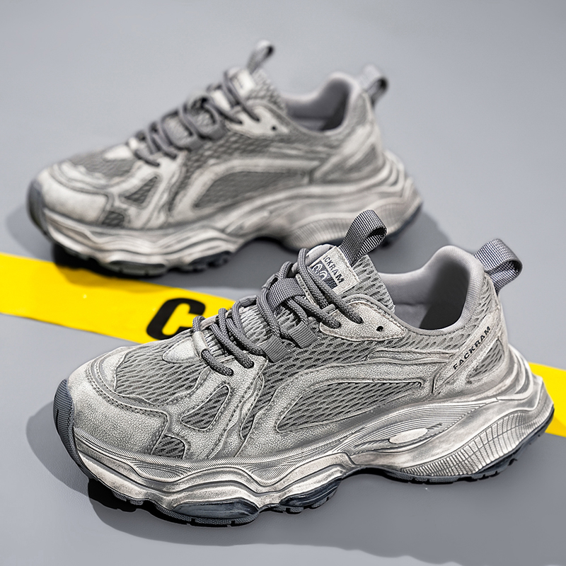 夏季擦色做旧网面老爹鞋男士潮鞋韩版潮流百搭厚底时尚运动鞋Y507