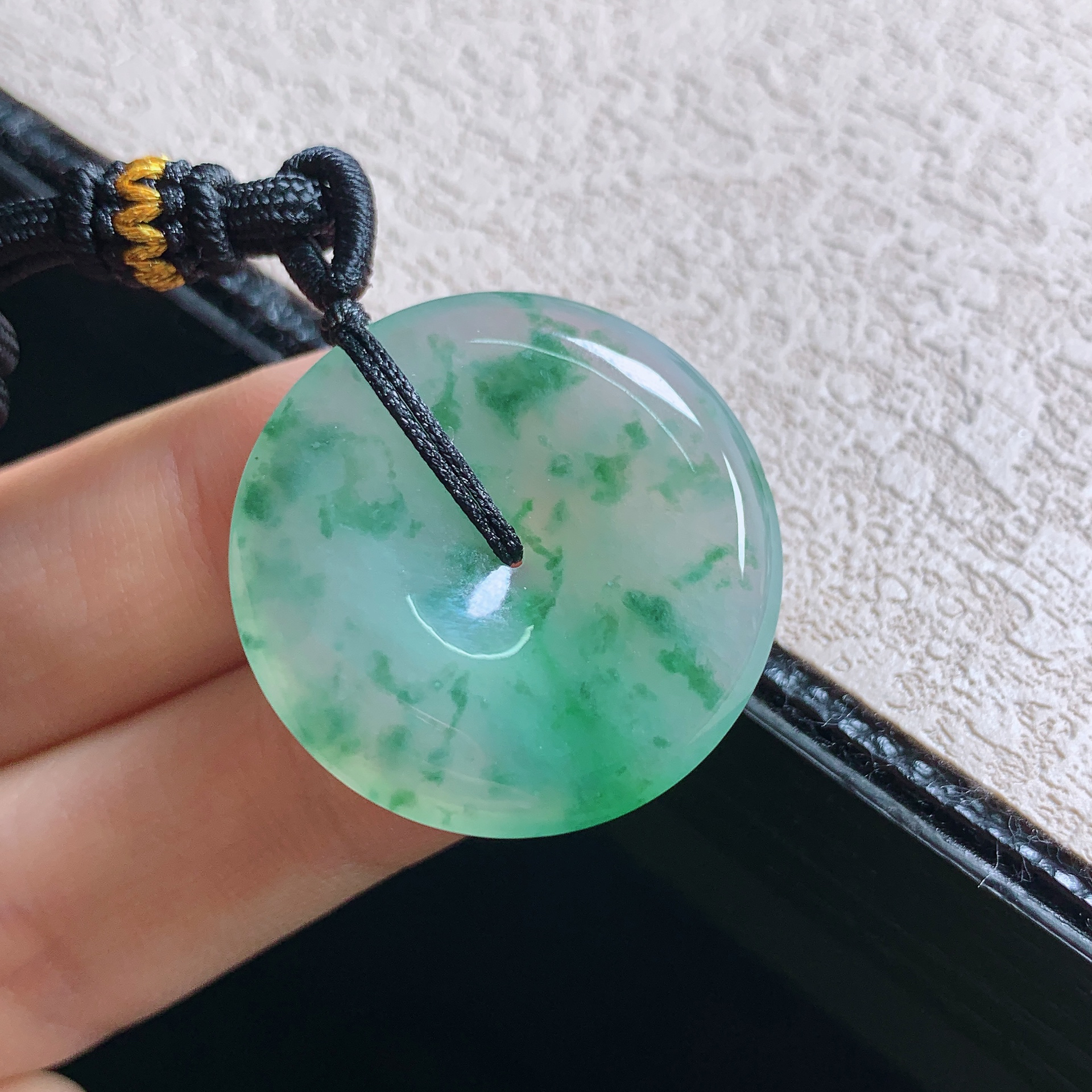 缅甸天然翡翠A货老坑糯冰飘花平安扣高品质吊坠玉石玉器珠宝挂件