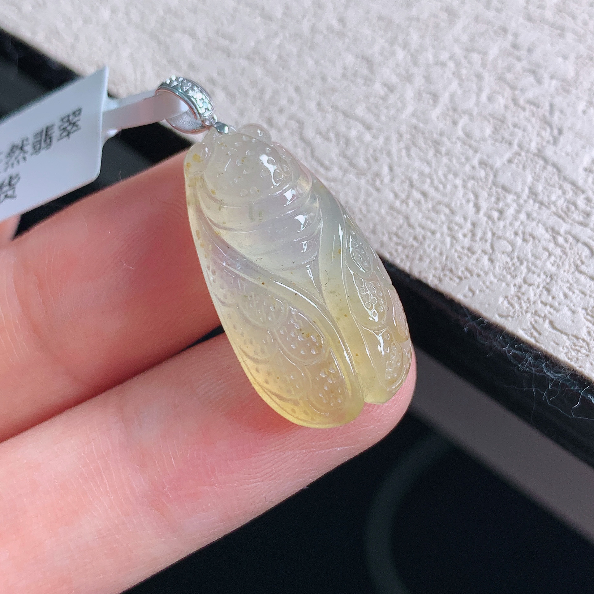 缅甸天然A货翡翠金蝉吊坠18k金高品质精美礼物推荐24.5×13.8×5.1