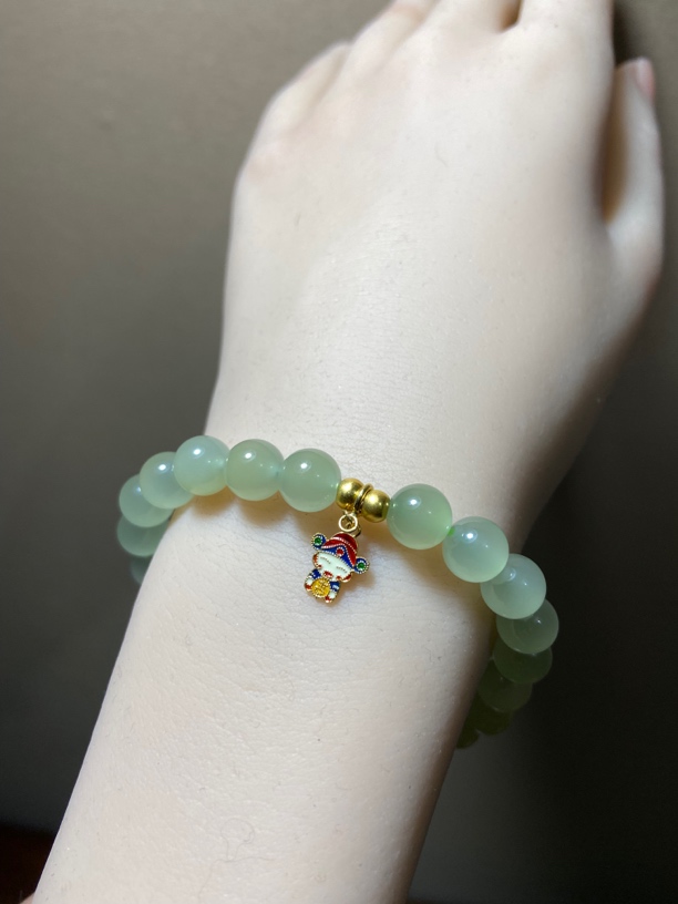 精美和田玉冰晴水手串18k金搭配