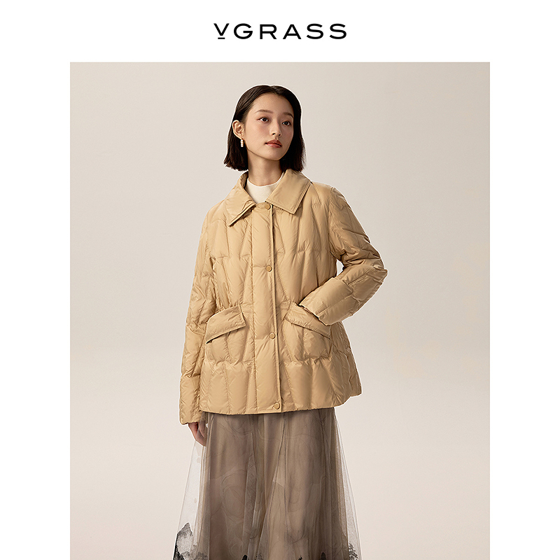 VGRASS压胶工艺羽绒服女冬季新款大朵羽绒蓬松舒适外套DSY1P4228Z