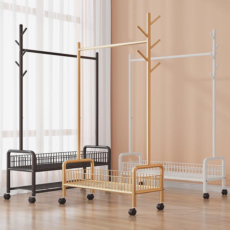 晾衣架落地立式挂衣服架子卧室房间简易衣柜衣帽架家用结实脏衣篓