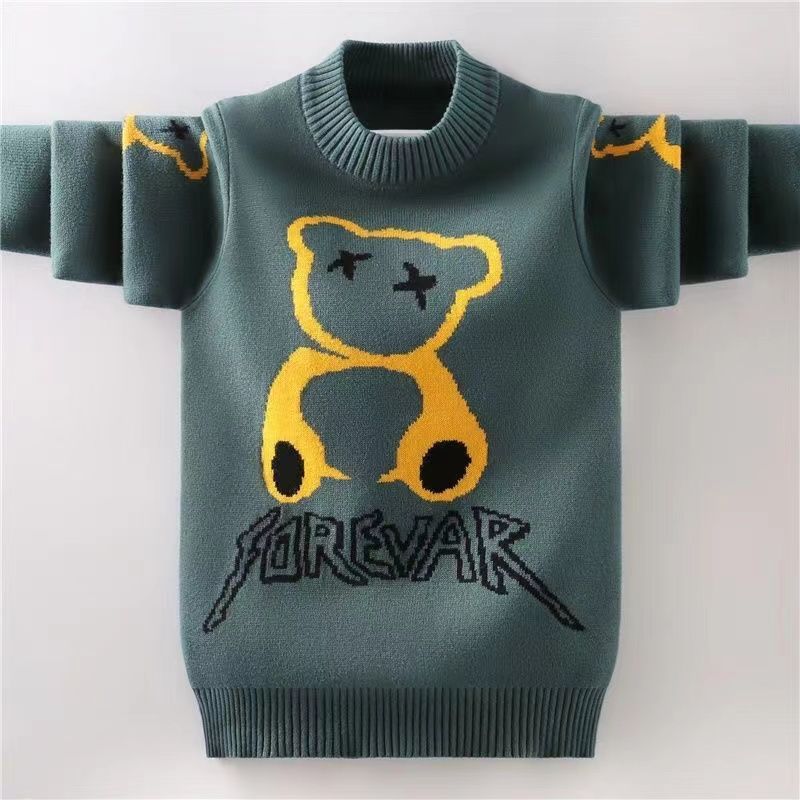 巴拉拉巴男童毛衣2024新款中大童毛衣加绒加厚卡通潮款洋气儿童保