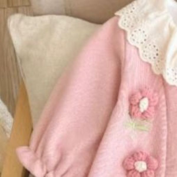 春秋款婴儿衣服蕾丝娃娃领六朵小花双层哈衣公主风甜美系女宝