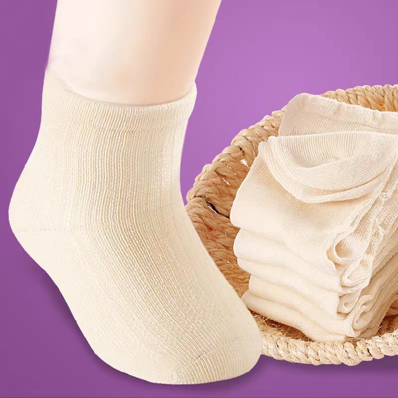 秋冬款宝宝袜子加厚款纯色无骨袜男女宝宝透气短袜百搭袜子