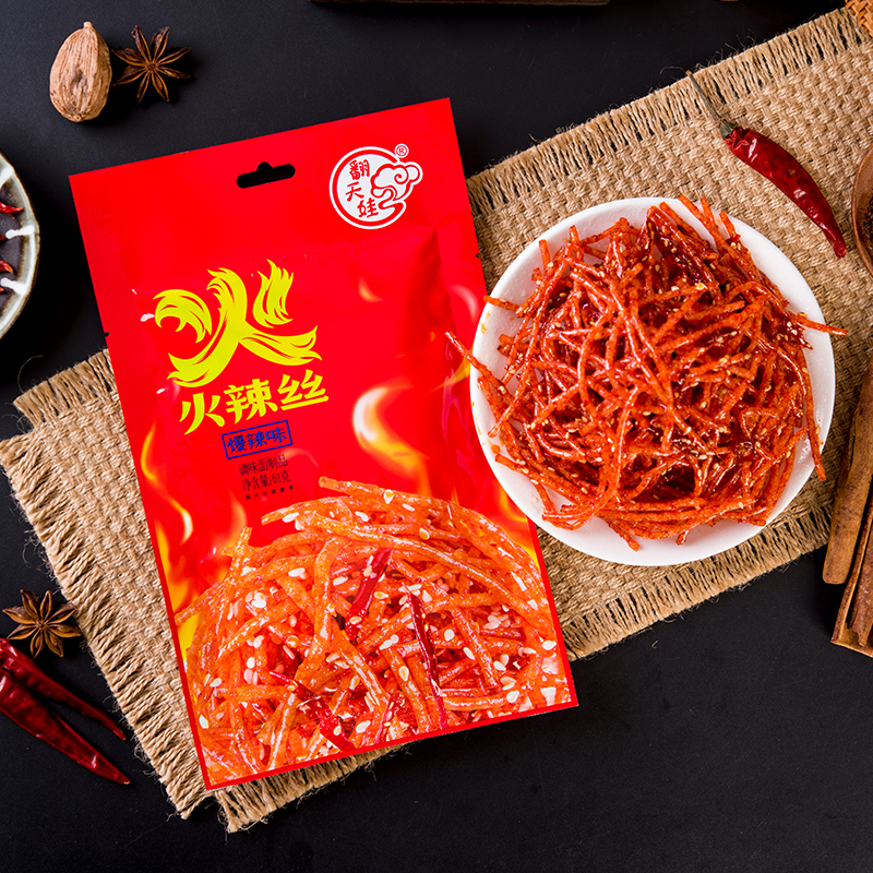 翻天娃火辣丝61g爆辣丝魔鬼辣麻辣丝魔法丝零食霸王丝辣条魔术丝