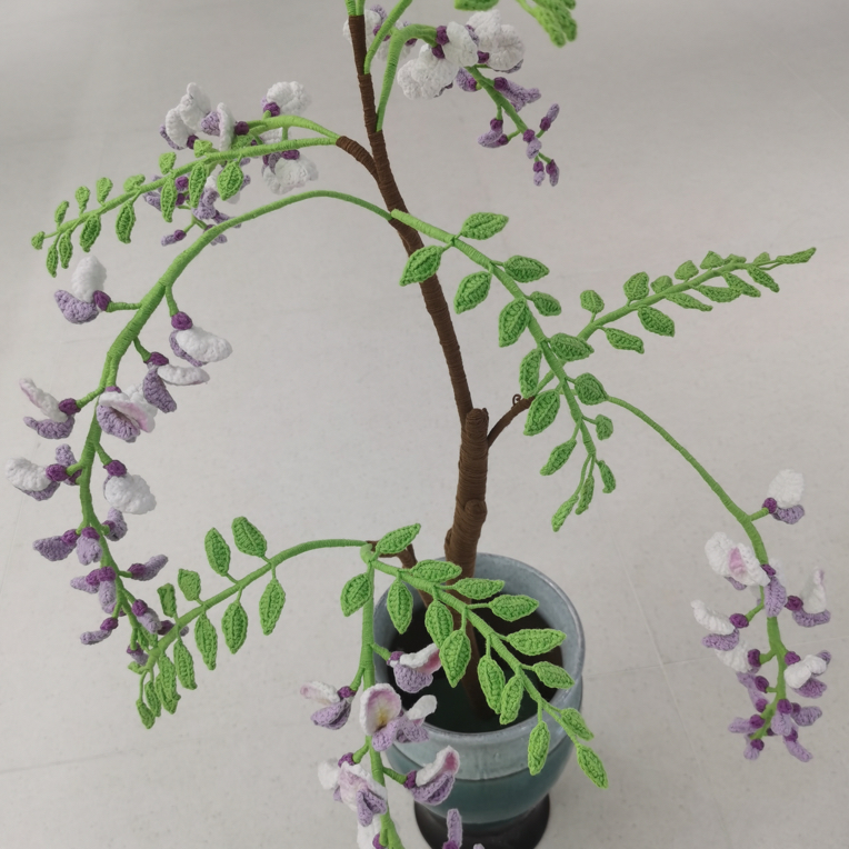 手工制作 毛线钩织 紫藤树