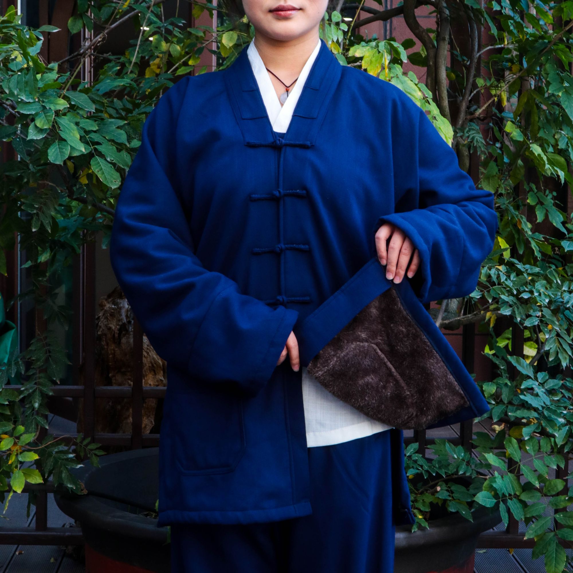 【弹力竹节加绒保暖】三宝领道衣武当道服竹节麻柔然保暖太极服男女