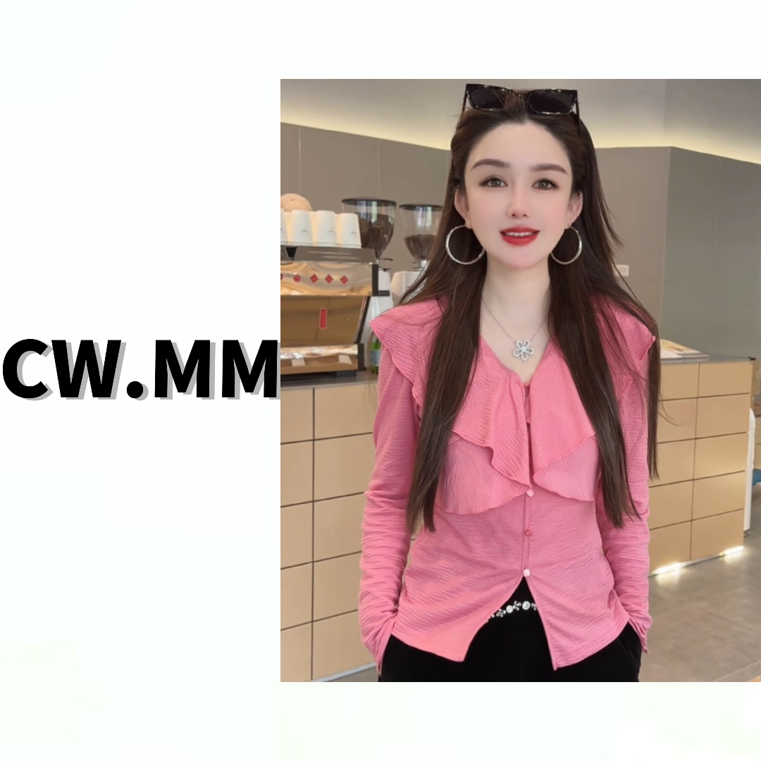 CW.MM ~【甜蜜陷阱】气质荷叶边减龄高弹上衣