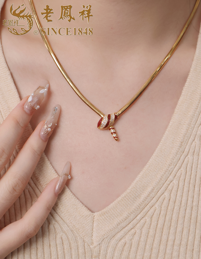 坠链均925银珐琅 【老鳯祥】金蛇狂舞项链NH40537G