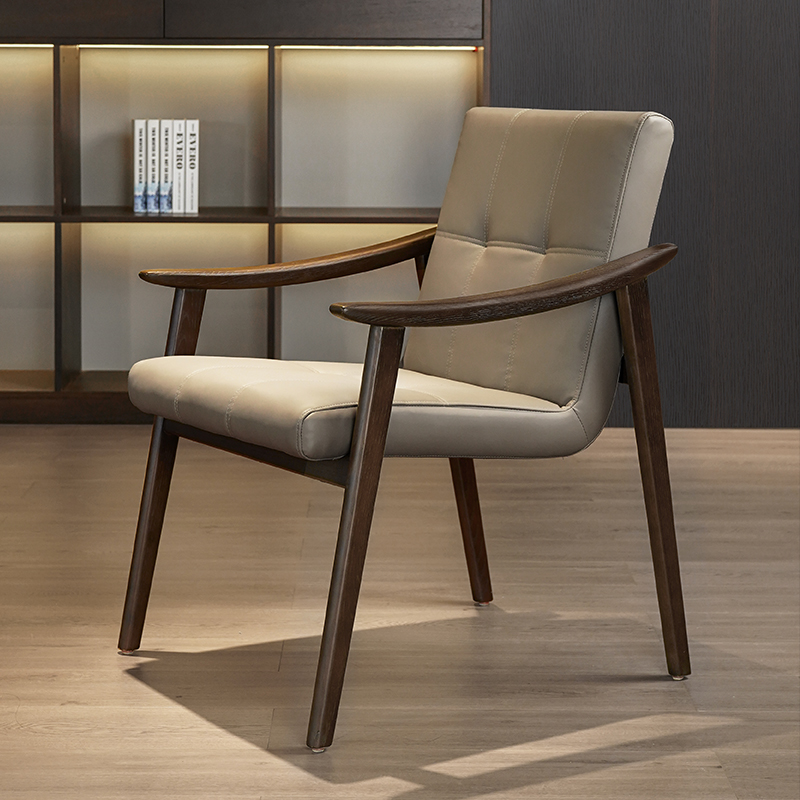 实木餐厅餐椅家用轻奢高级书房书桌椅设计师沙发椅靠背椅简约现代