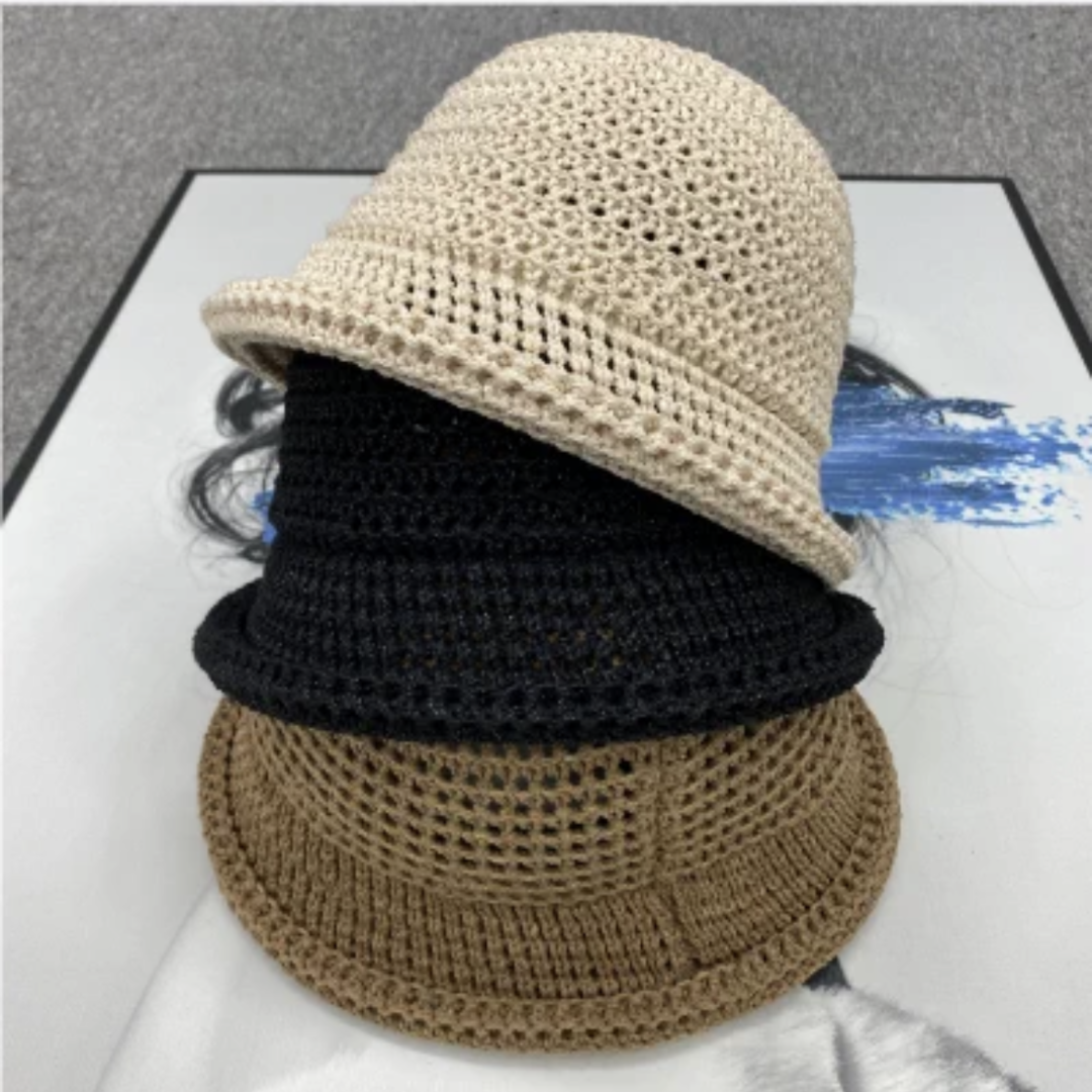 新款韩版日系卷边帽纯色针织女款春夏百搭文艺盆帽子