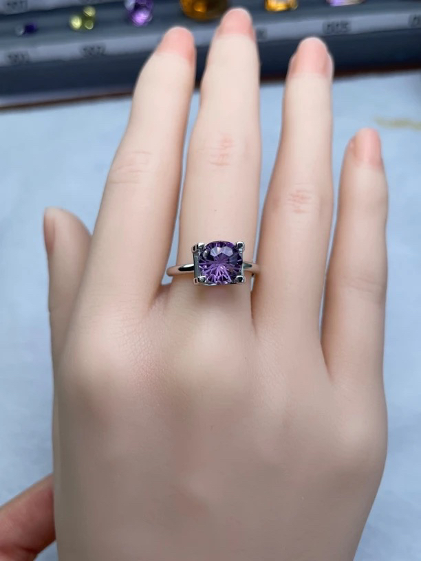 新疆紫水晶戒指烟花款女戒